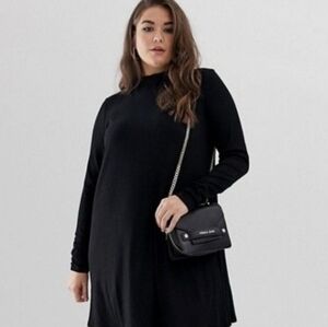 ASOS Black Long Sleeve Mock Neck Dress, 14